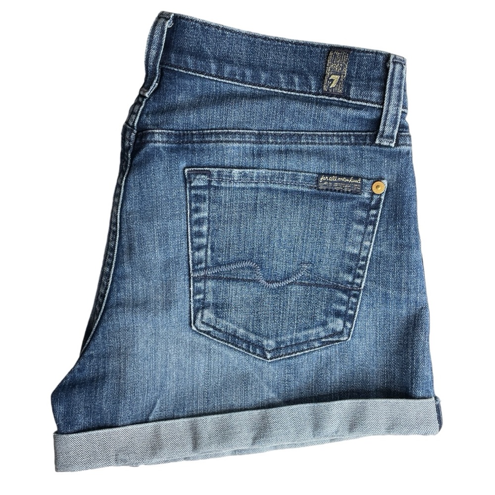 7 For All Mankind Roll Cuff Midrise Shorts 3 Inch Inseam Spring Summer Size 28